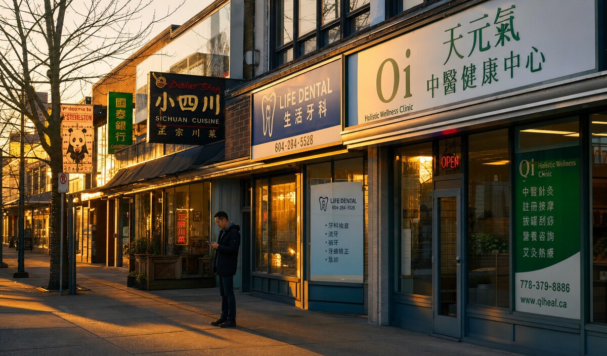 TCM clinic Richmond bilingual storefront